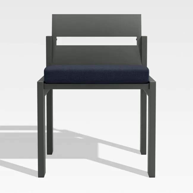 Walker Metal Outdoor Dining Chair with Canvas Navy Blue Sunbrella ® Cushions