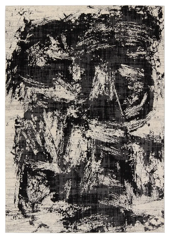 Dusk Abstract Black/ Cream Area Rug (8'X10')