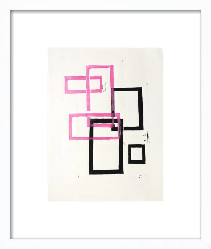 Pink and Black Geometric Squares x2 by Stacy Rajab for Artfully Walls
