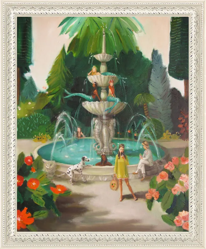 Selfie At The Mermaid Public Fountain by Janet Hill for Artfully Walls