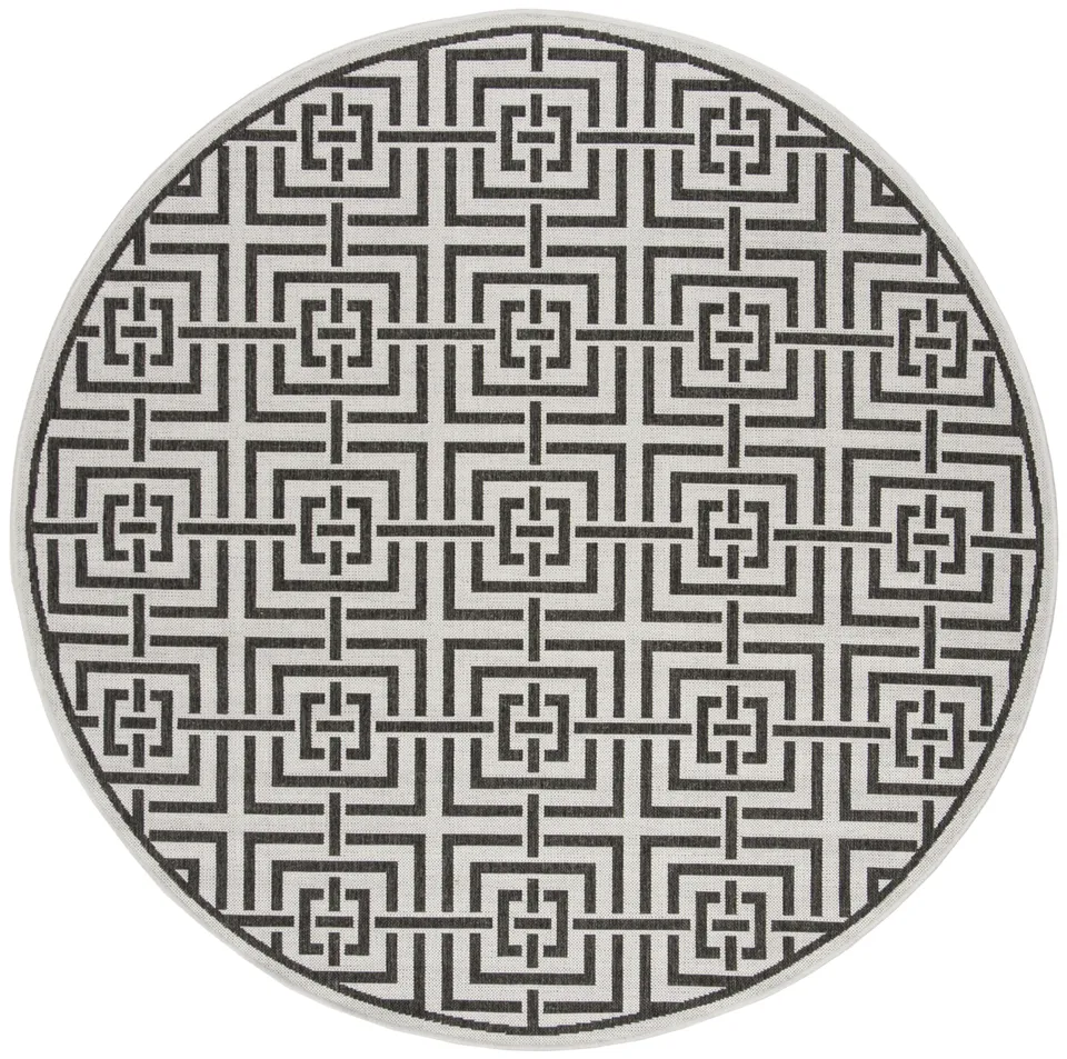 Arlo Home Indoor/Outdoor Woven Area Rug, LND128A, Light Grey/Charcoal,  6' 7" X 6' 7" Round