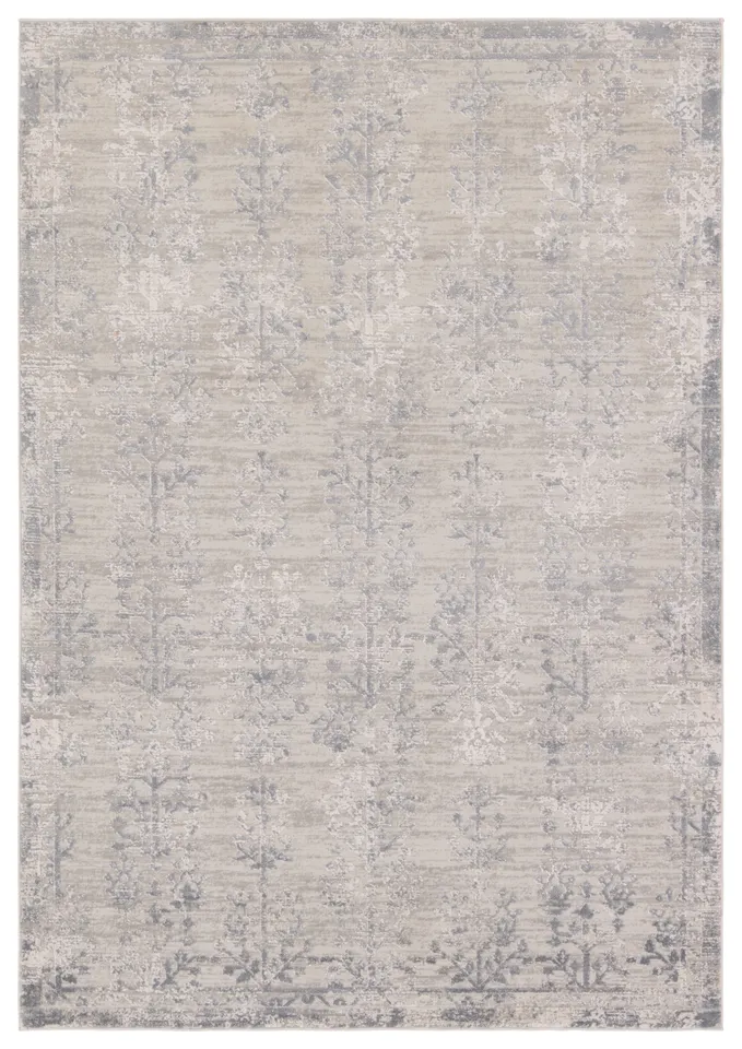 Fortier Floral Silver/Slate Area Rug (5'3"X7'6")