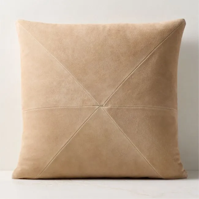 Killian Taupe Suede Throw Pillow with Down-Alternative Insert 23"x23"