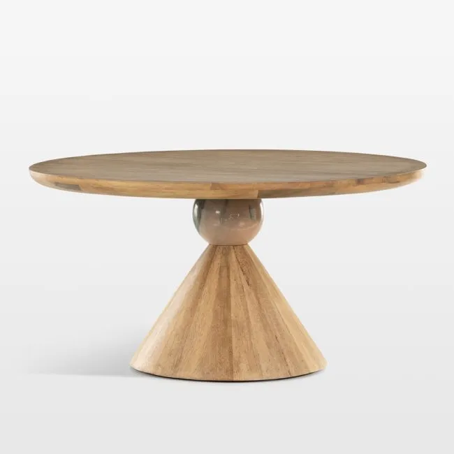 Foxx 60" Natural Wood Round Pedestal Dining Table