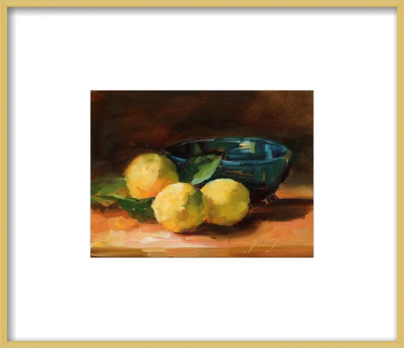 Lemons and Blue Bowl by Georgesse Gomez for Artfully Walls