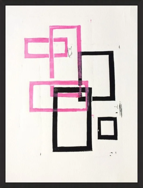 Pink and Black Geometric Squares x2 by Stacy Rajab for Artfully Walls