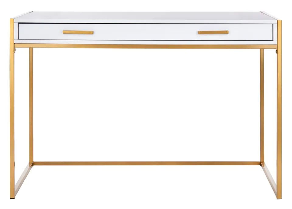 Elodie 1 Drawer Desk - White / Gold
