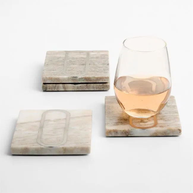 Tuscan Kitchen Marble "O" Monogram Coasters, Set of 4