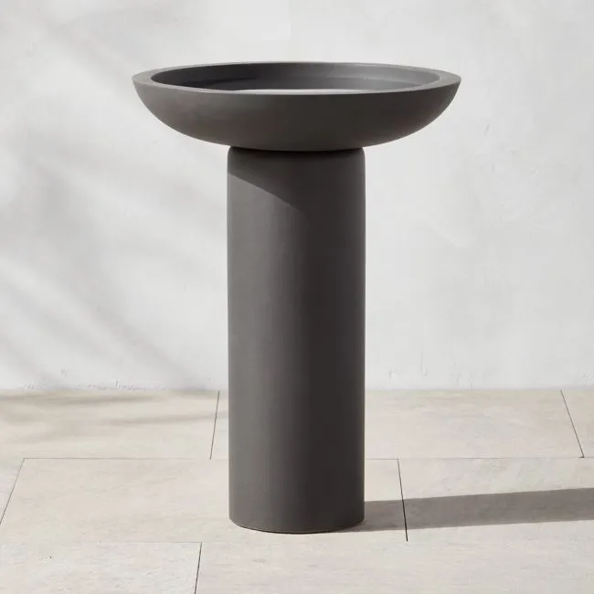 Flatform Dark Grey Cement Birdbath