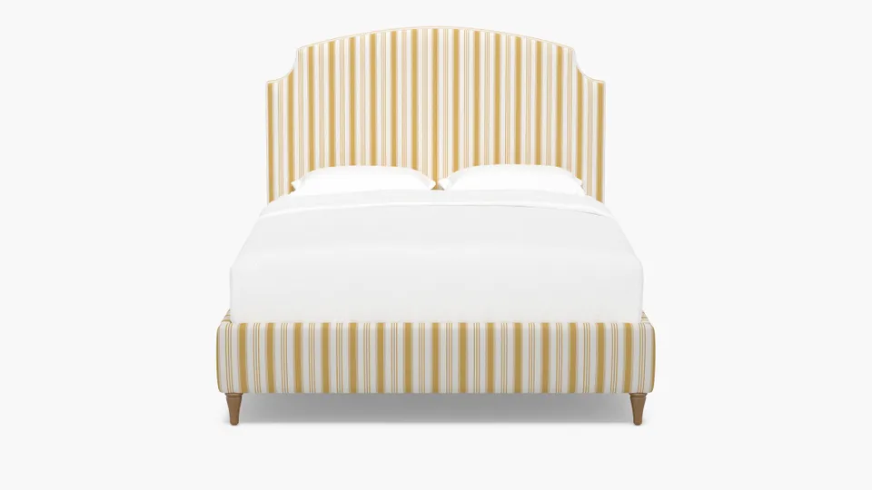 Cove Bed, French Yellow Regency Stripe, Natural Decorative Tapered Leg, Twin