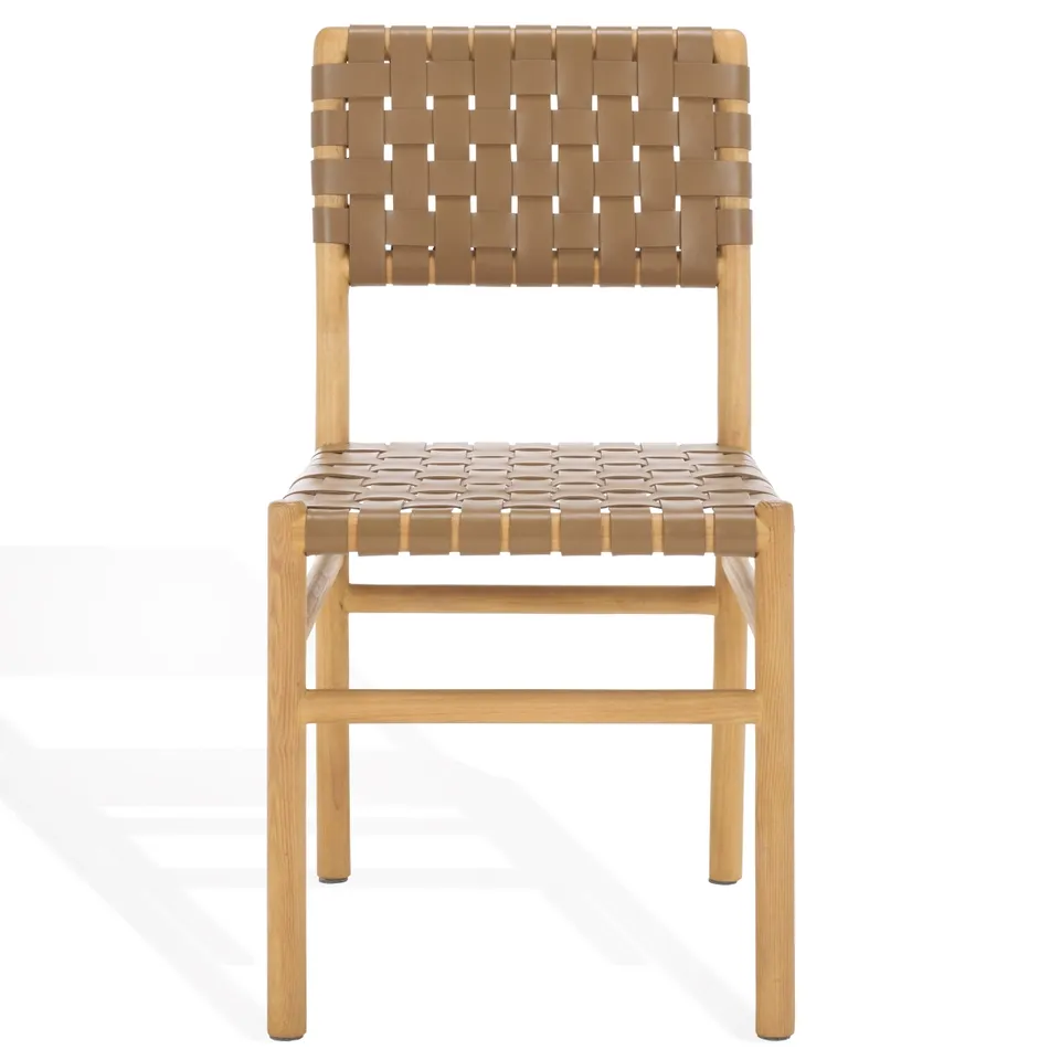 Jeremiah Woven Leather Dining Chair - Brown/Natural