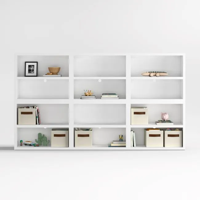 Ever Simple 108" Set of 3 Modular White Wood Kids Open Bookcases
