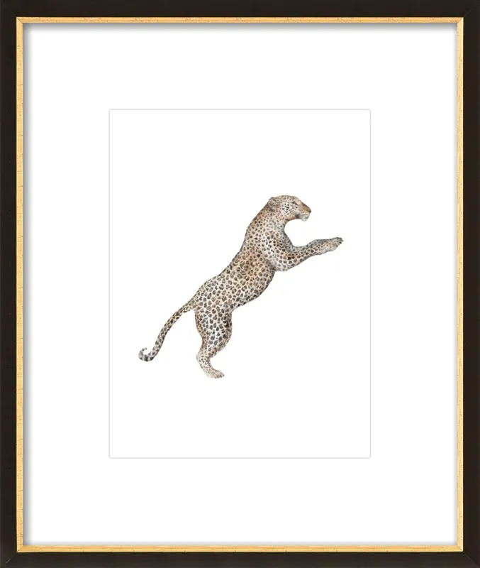 Leaping Leopard Watercolor by Lauren Rogoff for Artfully Walls