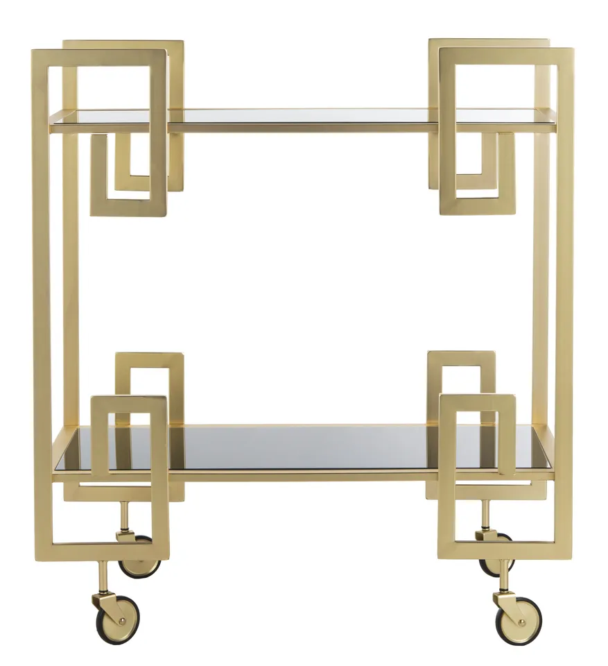 Eliza 2 Tier Bar Cart - Brass/Black Glass