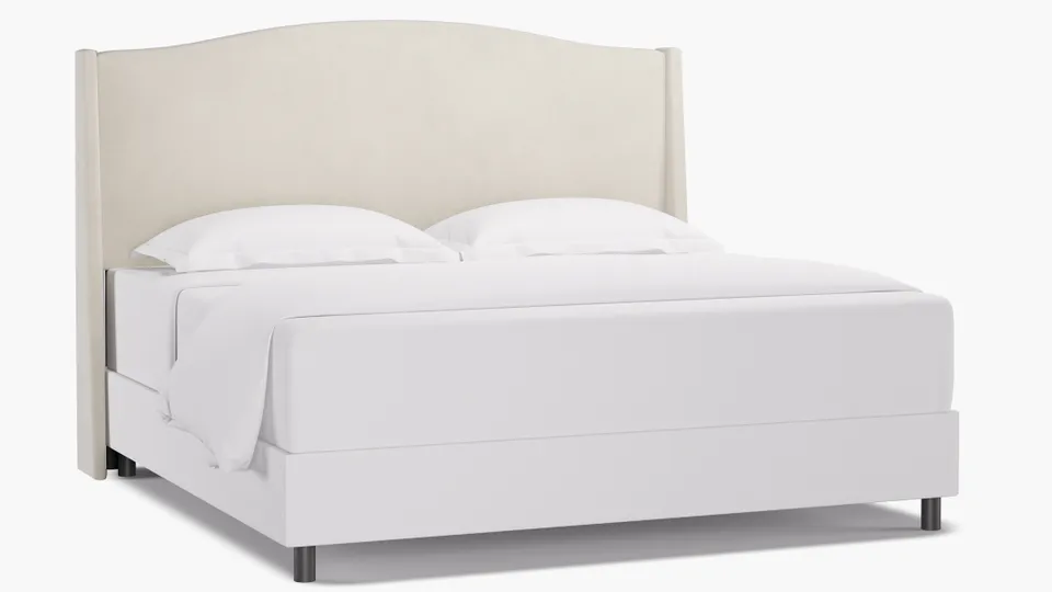 Classic Wingback Headboard, White Classic Velvet, King