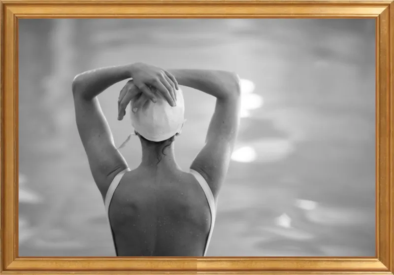 Woman Swimmer in a White Cap by Lucy Snowe for Artfully Walls