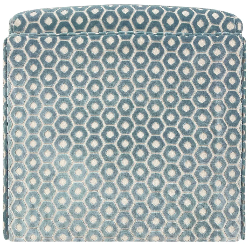 THE SKIRTED OTTOMAN :: PALOMA CUT VELVET  // CERULEAN BLUE - Skirted Ottoman