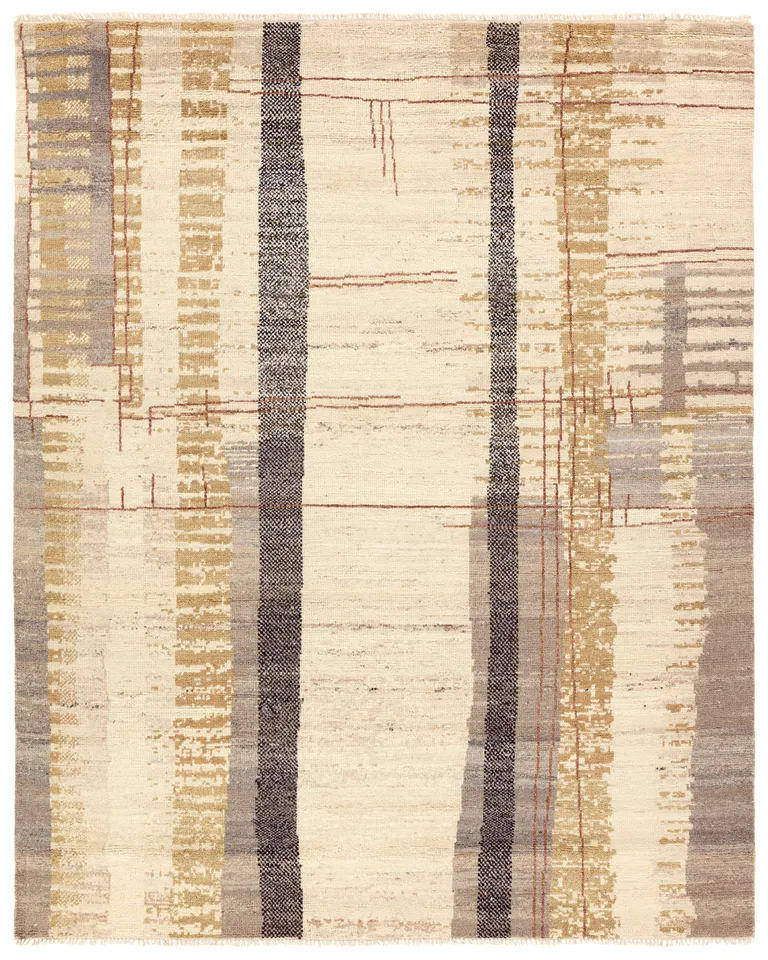 Nazani Handknotted Striped Beige/Brown Area Rug (6'X9')
