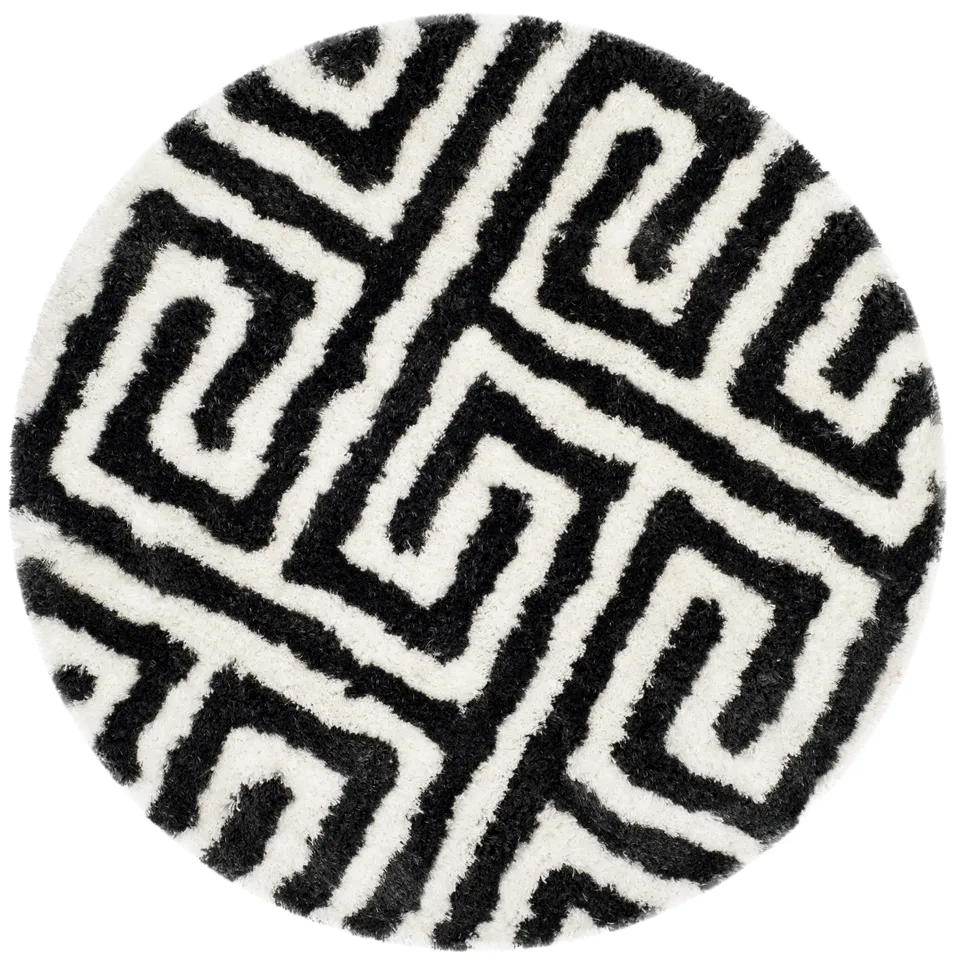 Arlo Home Hand Tufted Area Rug, BSG323D, Graphite/Ivory,  5' X 5' Round