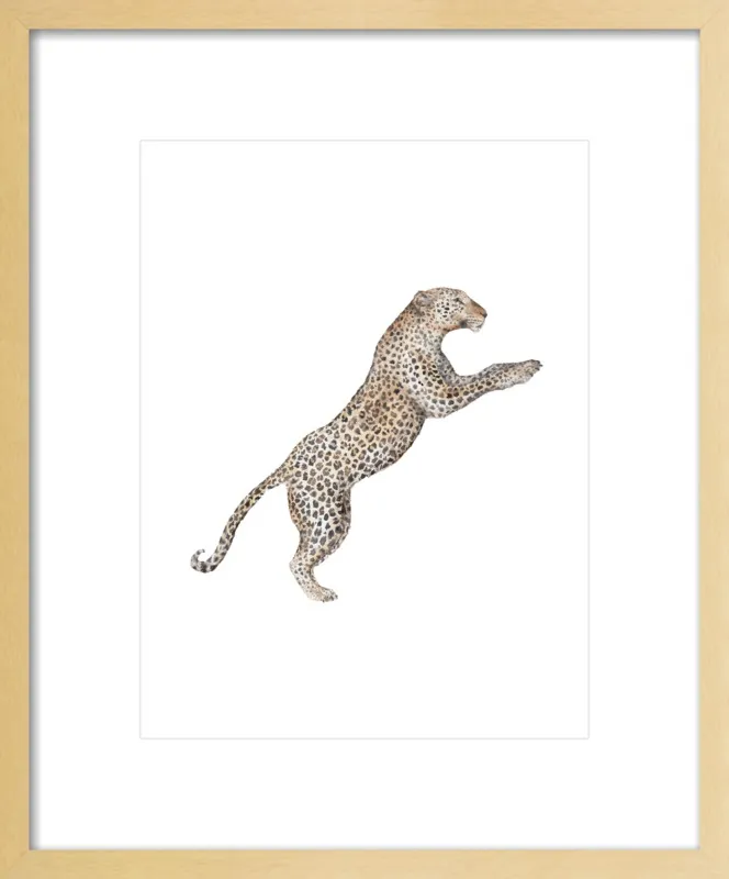 Leaping Leopard Watercolor by Lauren Rogoff for Artfully Walls