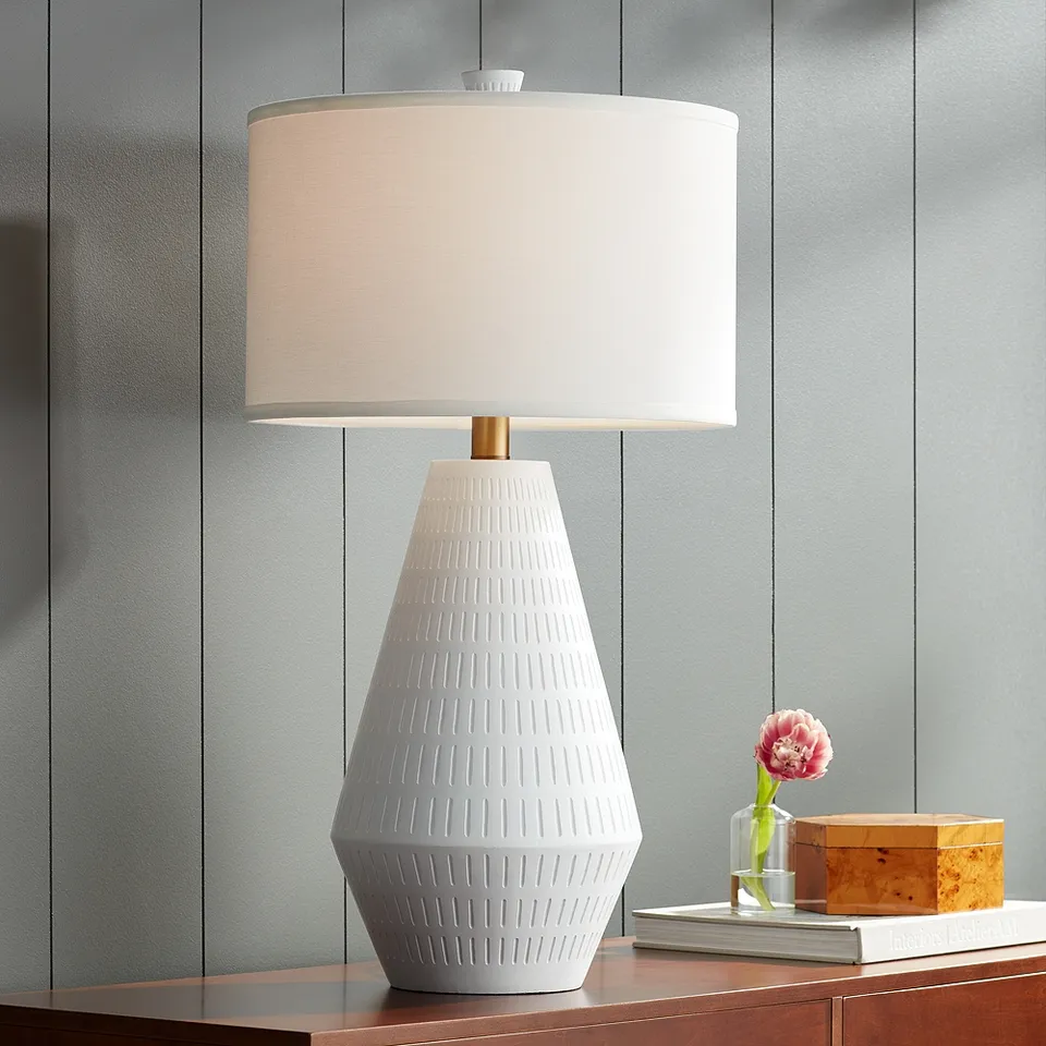 Possini Euro Lucinda 30" Mid-Century White Modern Table Lamp