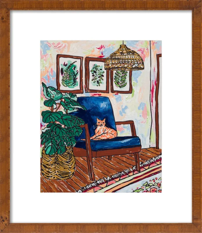 Ginger Cat in Mid Century Chair by Lara Lee Meintjes for Artfully Walls