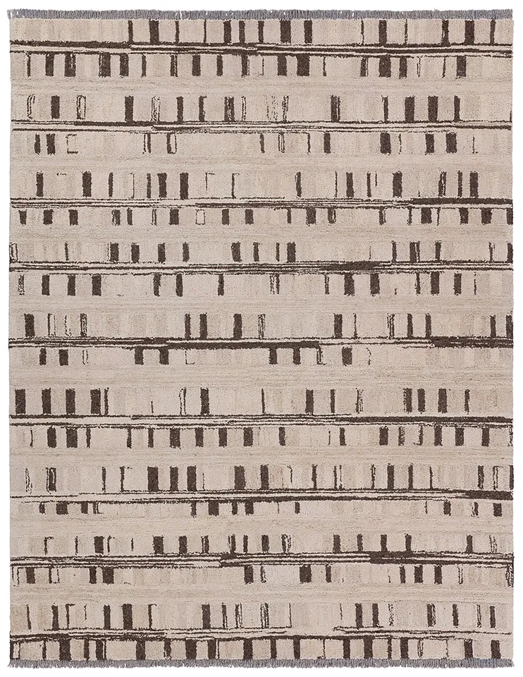 Emir HAD04 Handmade Striped Brown and Taupe Area Rug (8'x10')