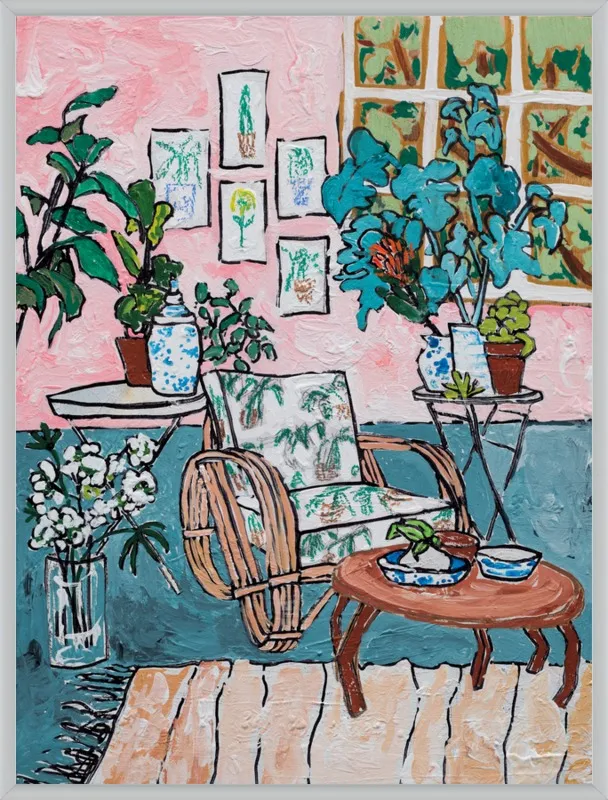 Cane Chair in Tropical Interior by Lara Lee Meintjes for Artfully Walls