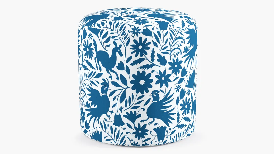 Drum Ottoman, Cerulean Frida