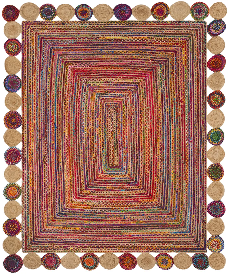 Arlo Home Hand Woven Area Rug, CAP201A, Red/Multi,  8' X 10'
