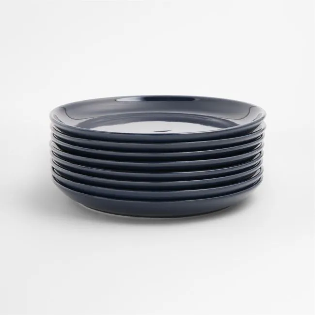 Hudson Navy Blue Stoneware Salad Plates, Set of 8