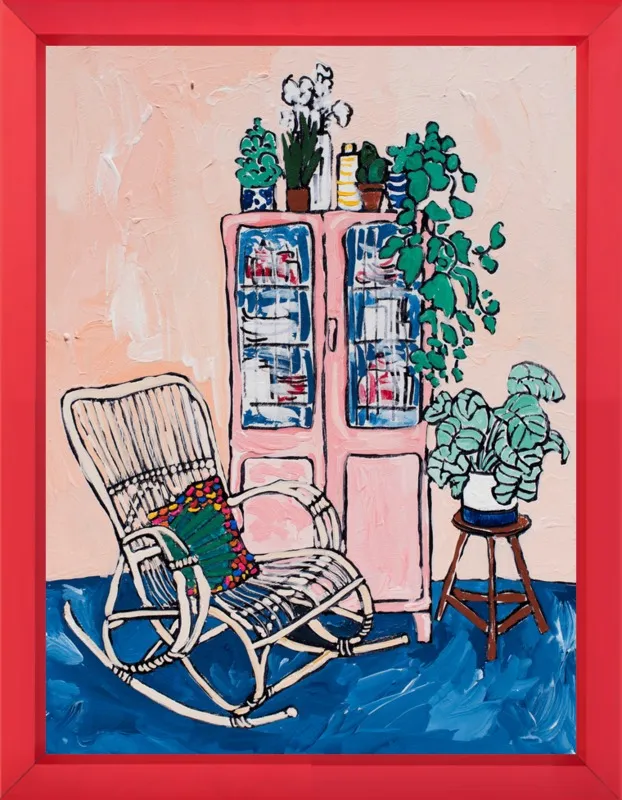 Rocking Chair In Pink Interior by Lara Lee Meintjes for Artfully Walls