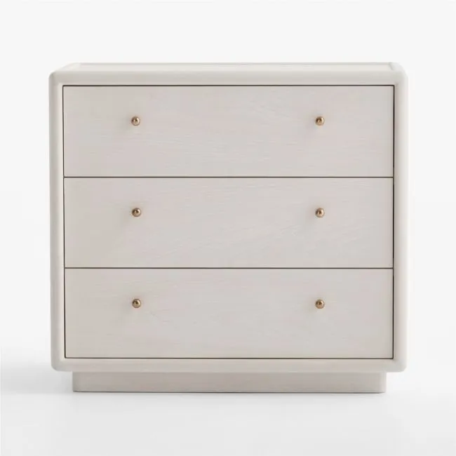 Lafayette 32" Whitewashed Wood 3-Drawer Charging Nightstand