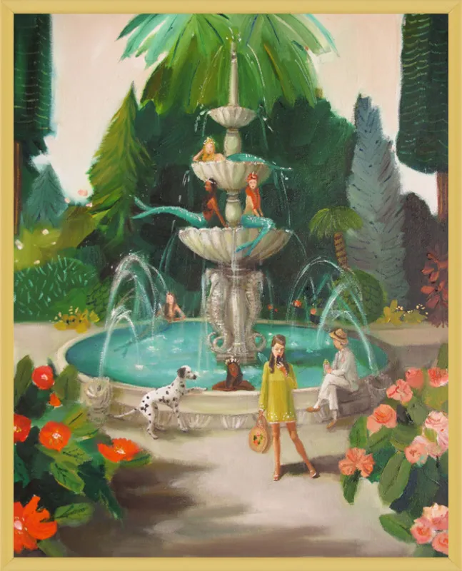 Selfie At The Mermaid Public Fountain by Janet Hill for Artfully Walls