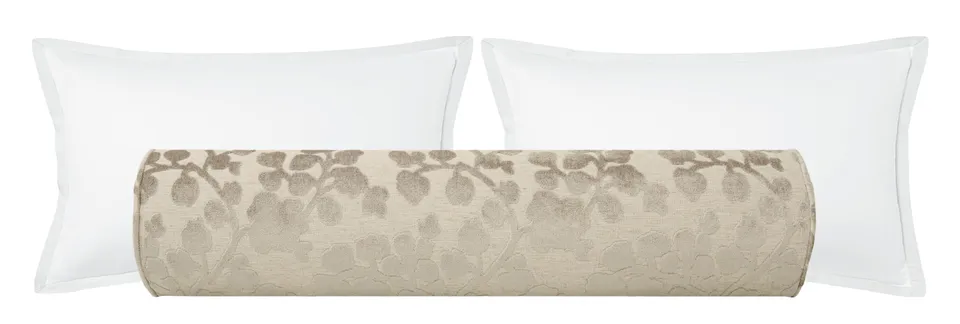 THE BOLSTER :: BLOSSOM CUT VELVET // STONE - QUEEN // 9" X 36"