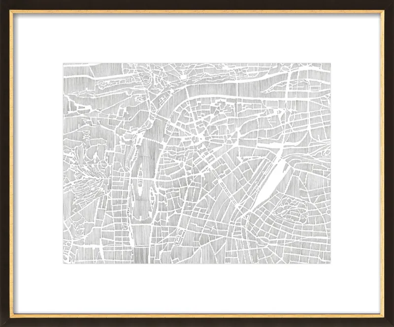 Prague Ink Map by Karen O'Leary for Artfully Walls