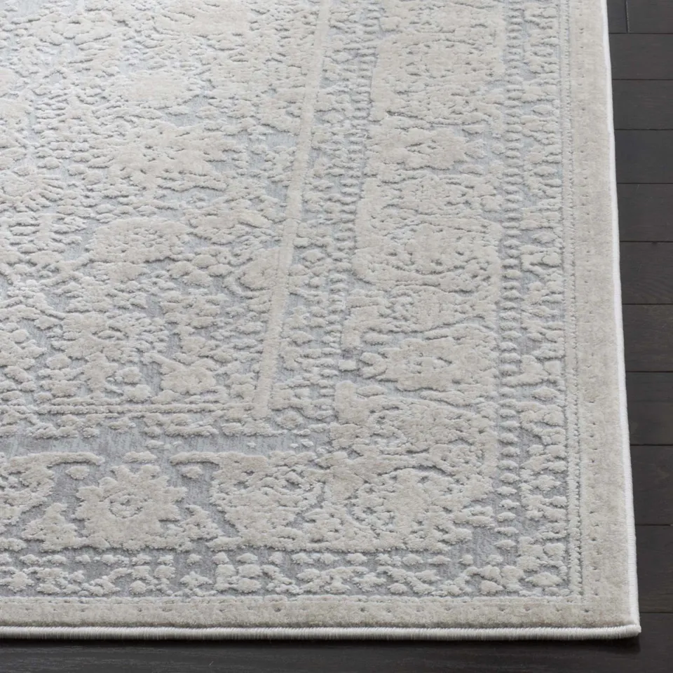Arlo Home Woven Area Rug, RFT663C, Light Grey/Cream,  6' 7" X 6' 7" Square