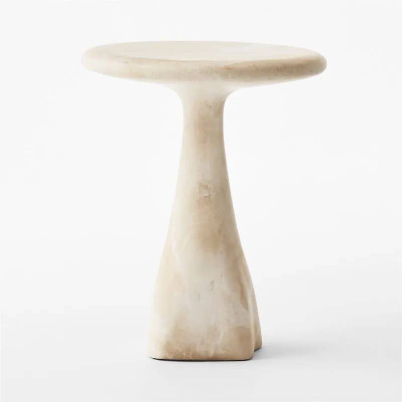 Espira Round Cream Marbled Resin Side Table