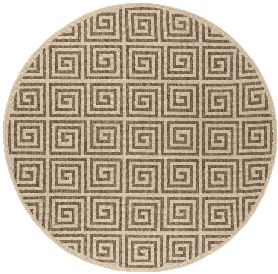 Arlo Home Indoor/Outdoor Woven Area Rug, LND129D, Beige/Cream,  6' 7" X 6' 7" Round