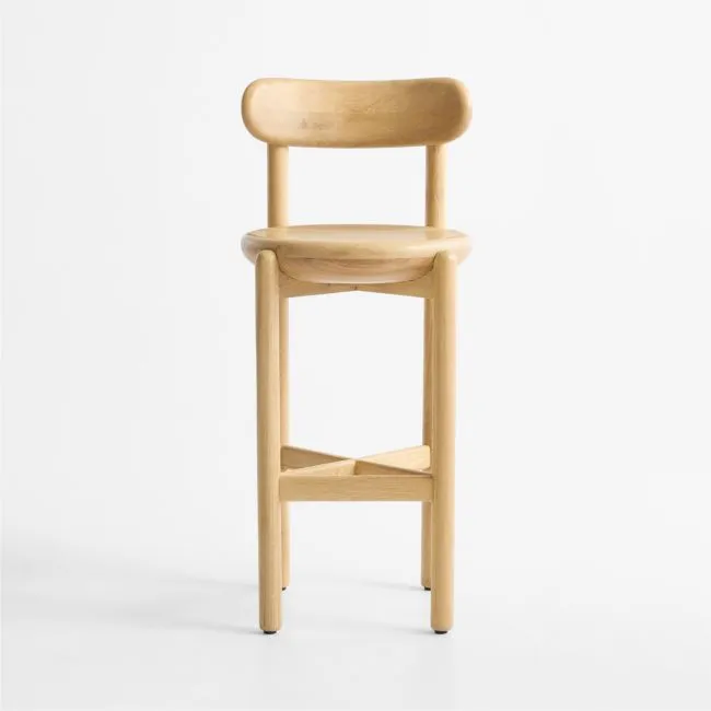 Amapa Natural Oak Wood Bar Stool