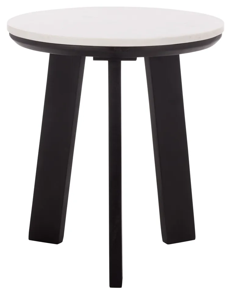 Sanji Round Accent Table - White / Black