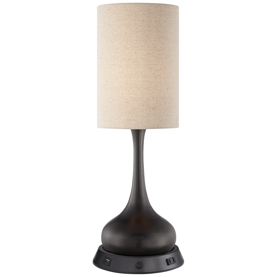 Possini Euro 24 1/2" Espresso Lamp with Dimmable USB Workstation