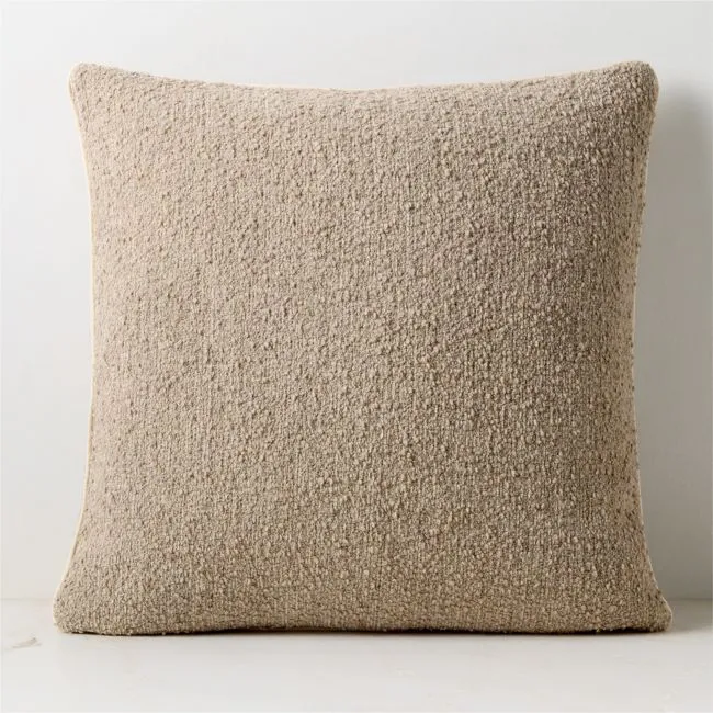 Strada Light Brown Boucle Italian Wool Throw Pillow Cover 23"x23"
