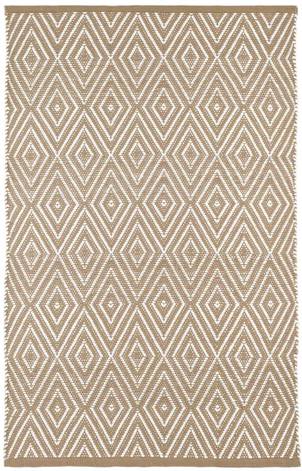 Diamond Khaki/White Handwoven Indoor/Outdoor Rug