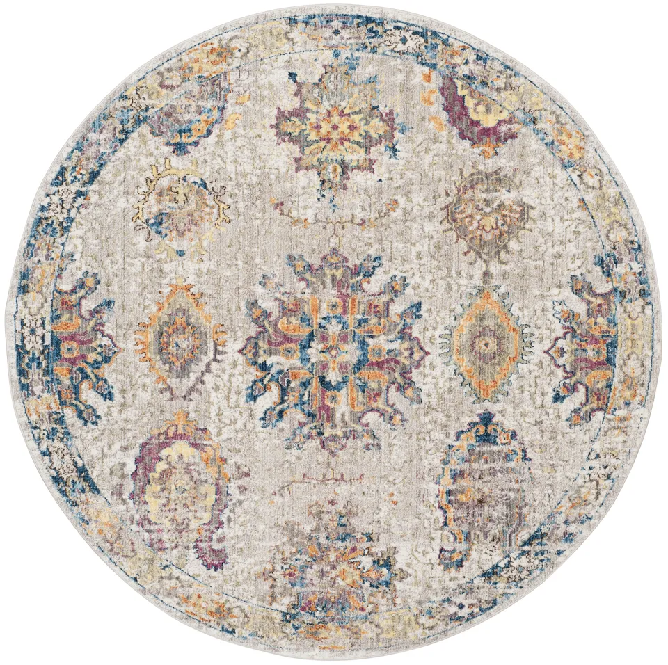 Arlo Home Woven Area Rug, BTL359A, Light Grey/Blue,  7' X 7' Round