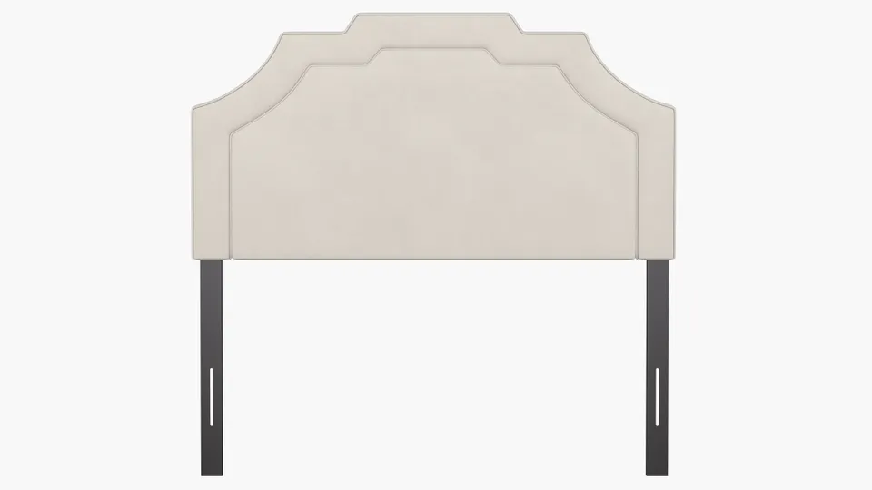 Art Deco Headboard, White Classic Velvet, Full
