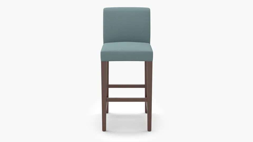 Signature Dining Bar Stool, Seaglass Everyday Linen, Walnut Square Tapered Leg