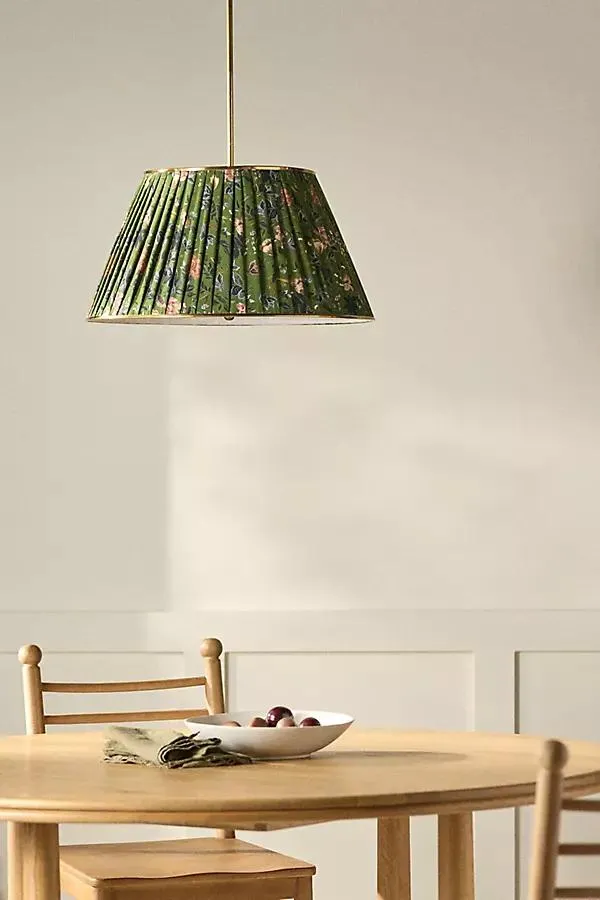 Lee Brass 24" Ruched Printed Semi-Flush Mount Pendant Light