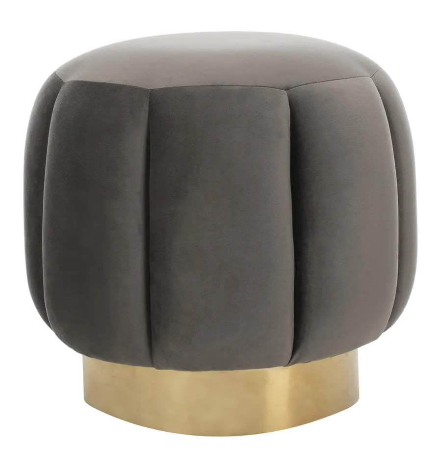 Maxine Channel Tufted Otttoman - Dark Gray - Safavieh