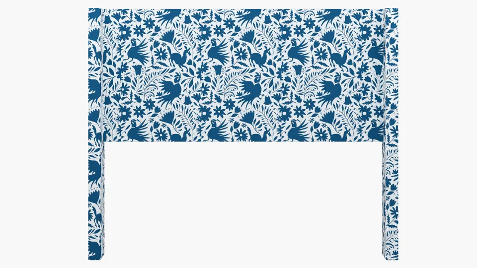 Modern Wingback Headboard, Cerulean Frida, Queen
